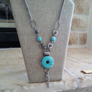NWOT  Faux Turquoise Ornate Long necklace